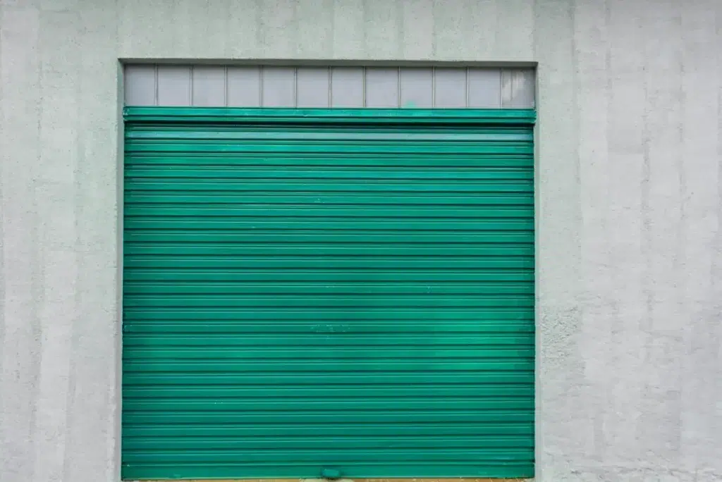 green small garage door rollup