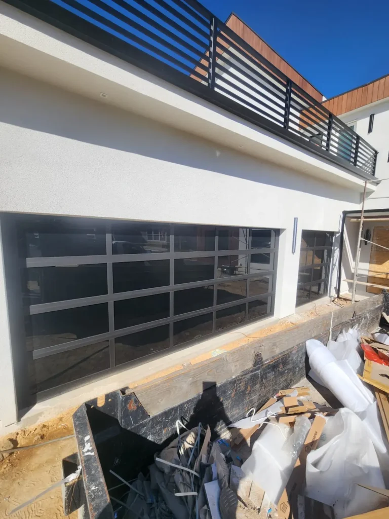 black glass garage door non transparent