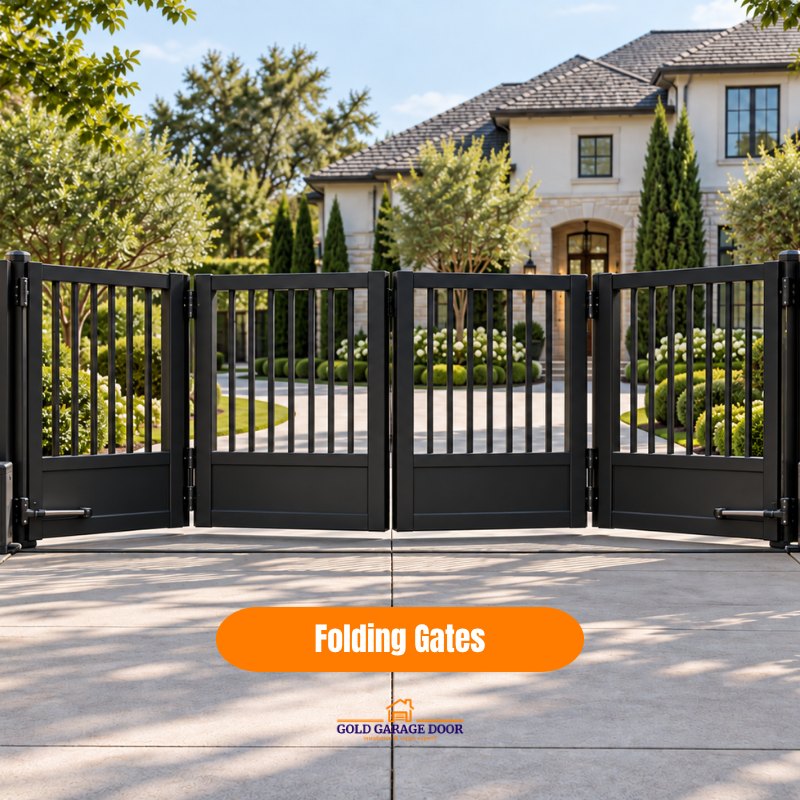Folding driveway gate
