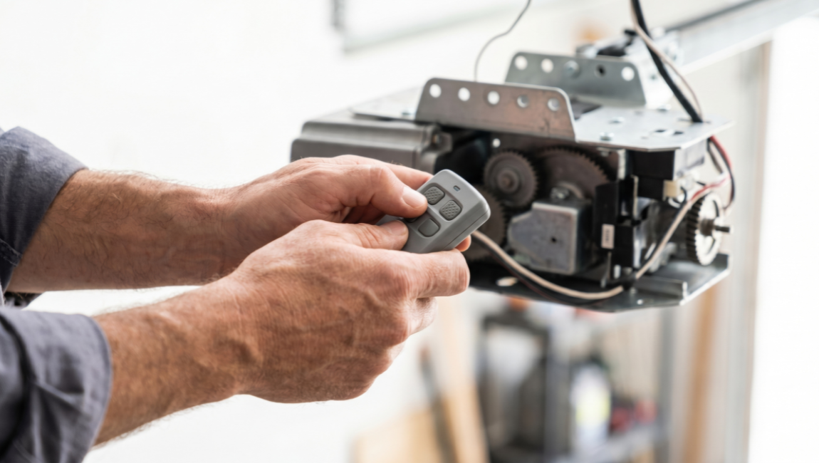 Modern Wi-Fi smart garage door opener installed by Gold Garage Door