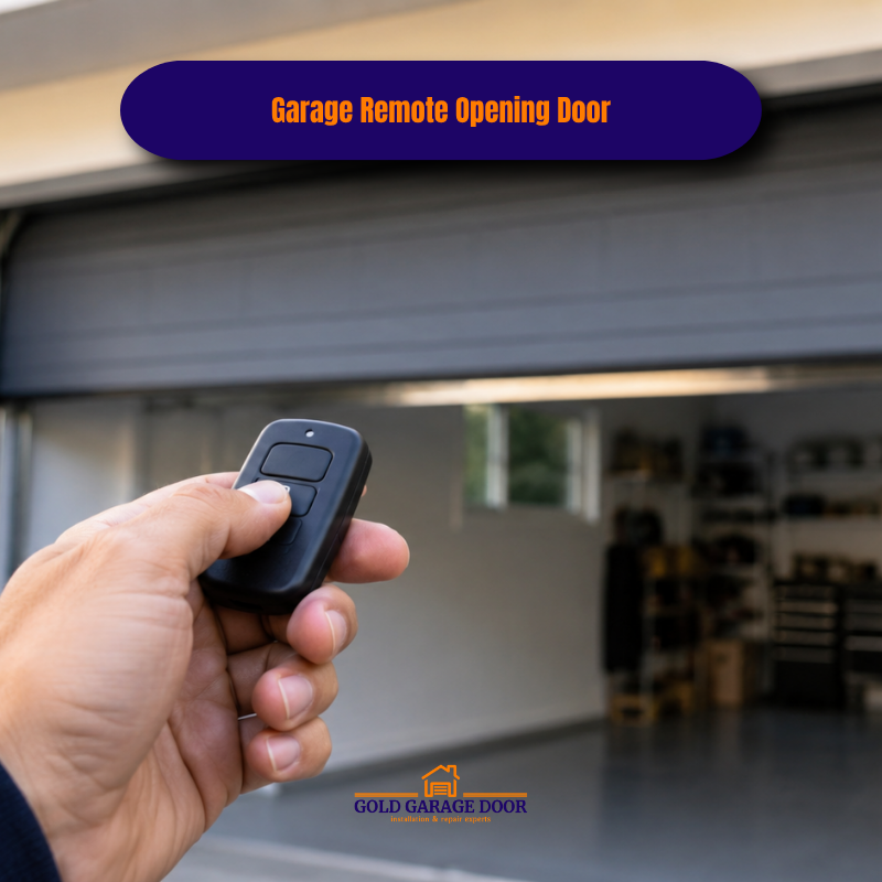 Garage remote opening a residential garage door